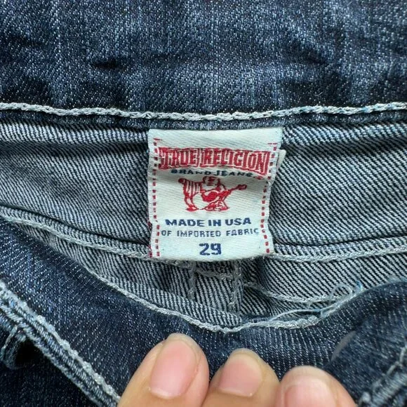 True Religion Jeans Womens Straight Leg Size 29 Stone Wash Embroidered Pockets - Picture 3 of 8